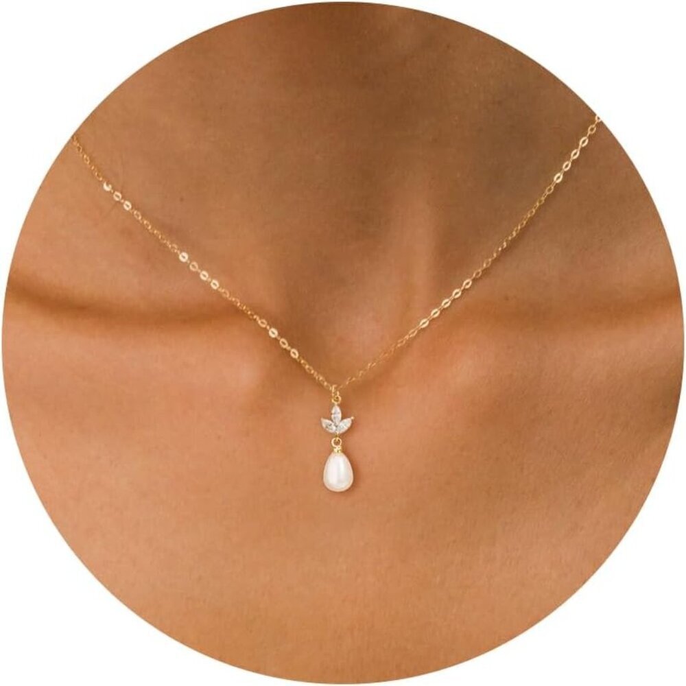 ⚡Pearl Necklace for Women 14K Gold plated White Gold plated Dainty elegance